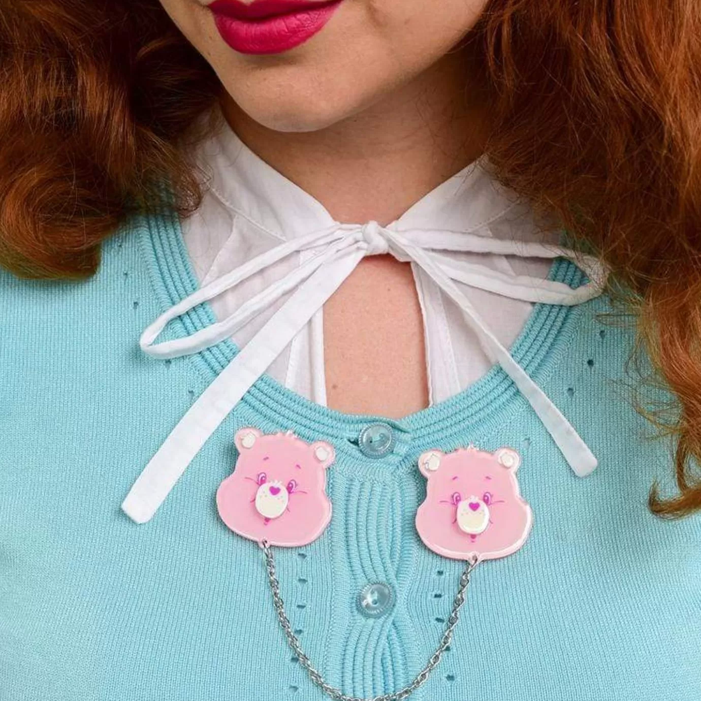 Erstwilder Cheer Bear Smiles Cardigan Clips* Brooches