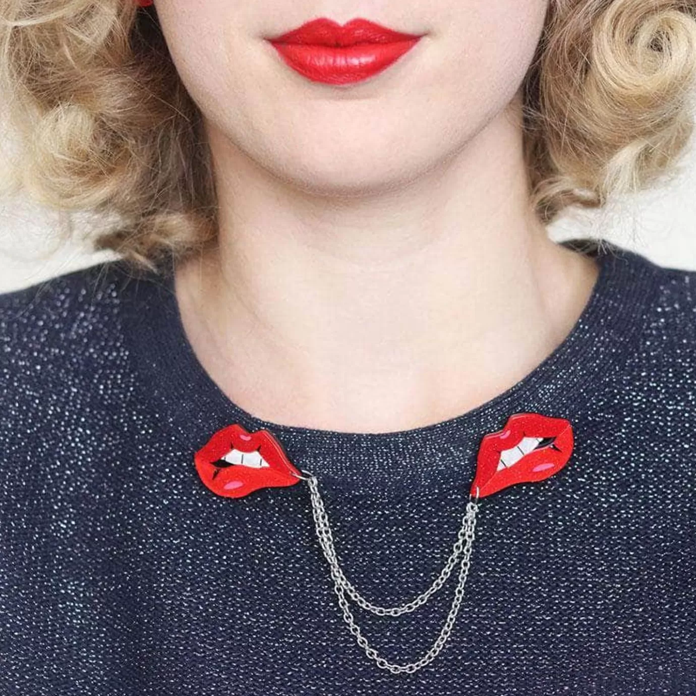 Erstwilder Double Feature Lips Double Brooch* Brooches