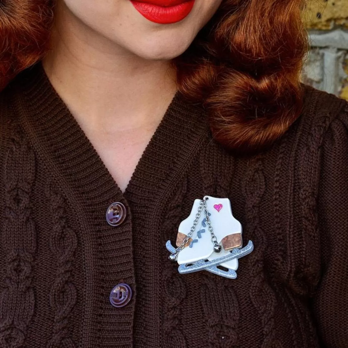 Erstwilder Glitter And Glide Skates Brooch* Brooches