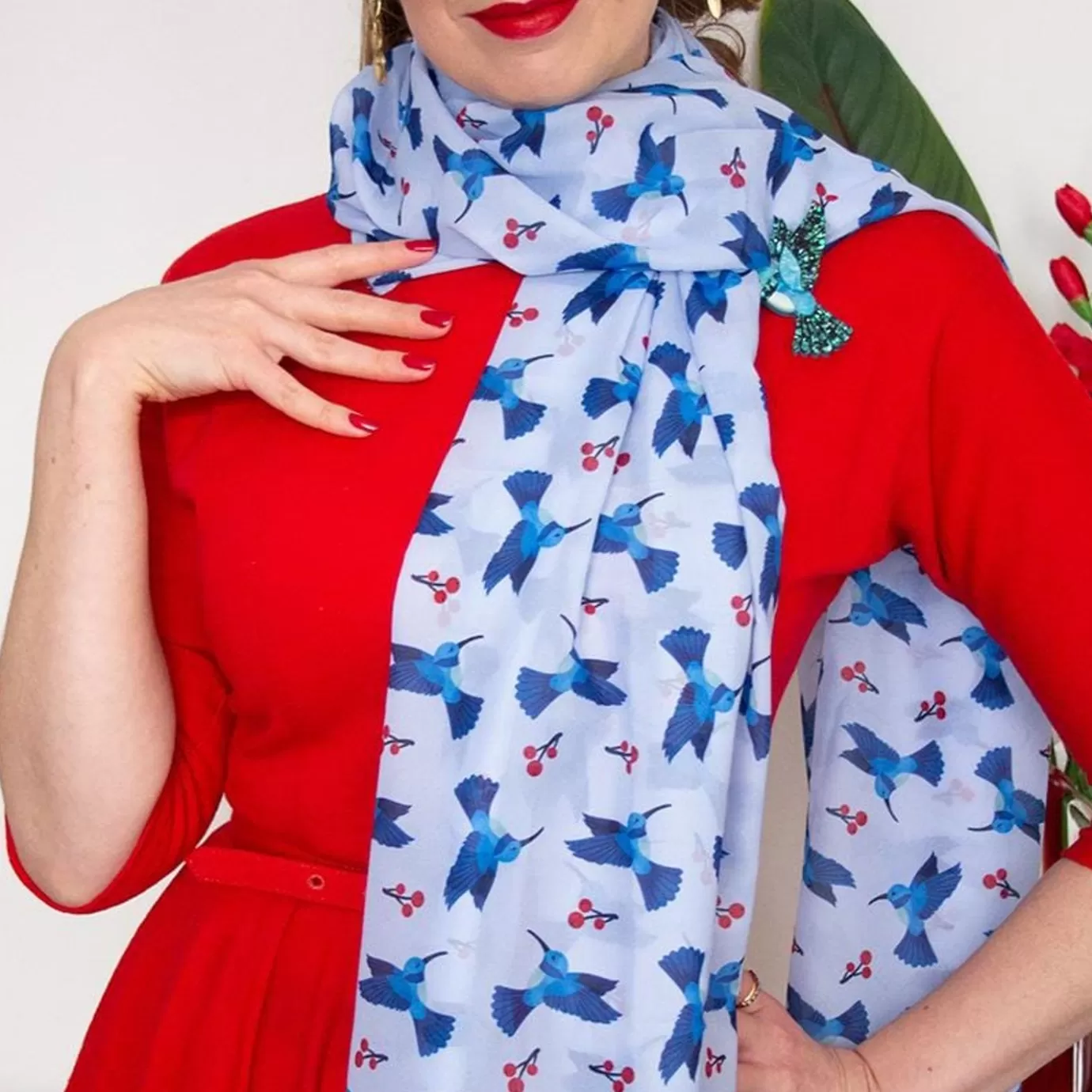Erstwilder Hyacinth Hummingbird Neck Scarf* Scarves