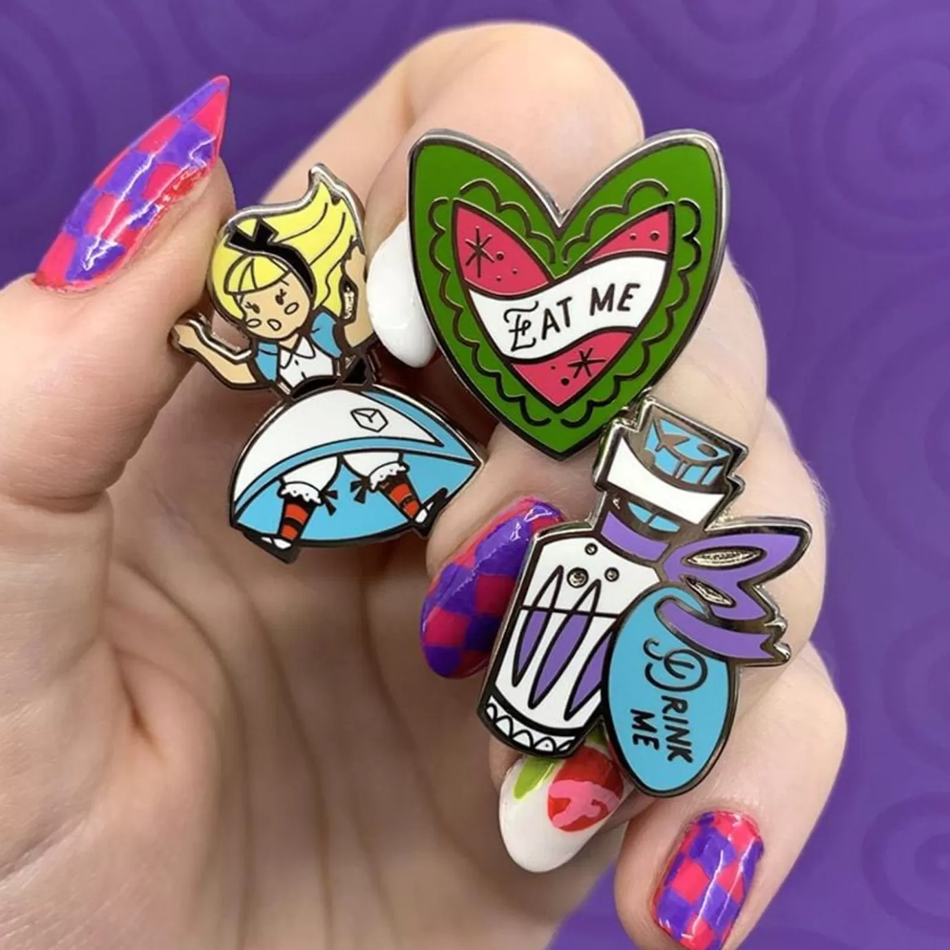 Erstwilder Kitchy Witch Alice'S Wonderland Falling Alice Pin Pack - 3 Piece* Enamel Pins