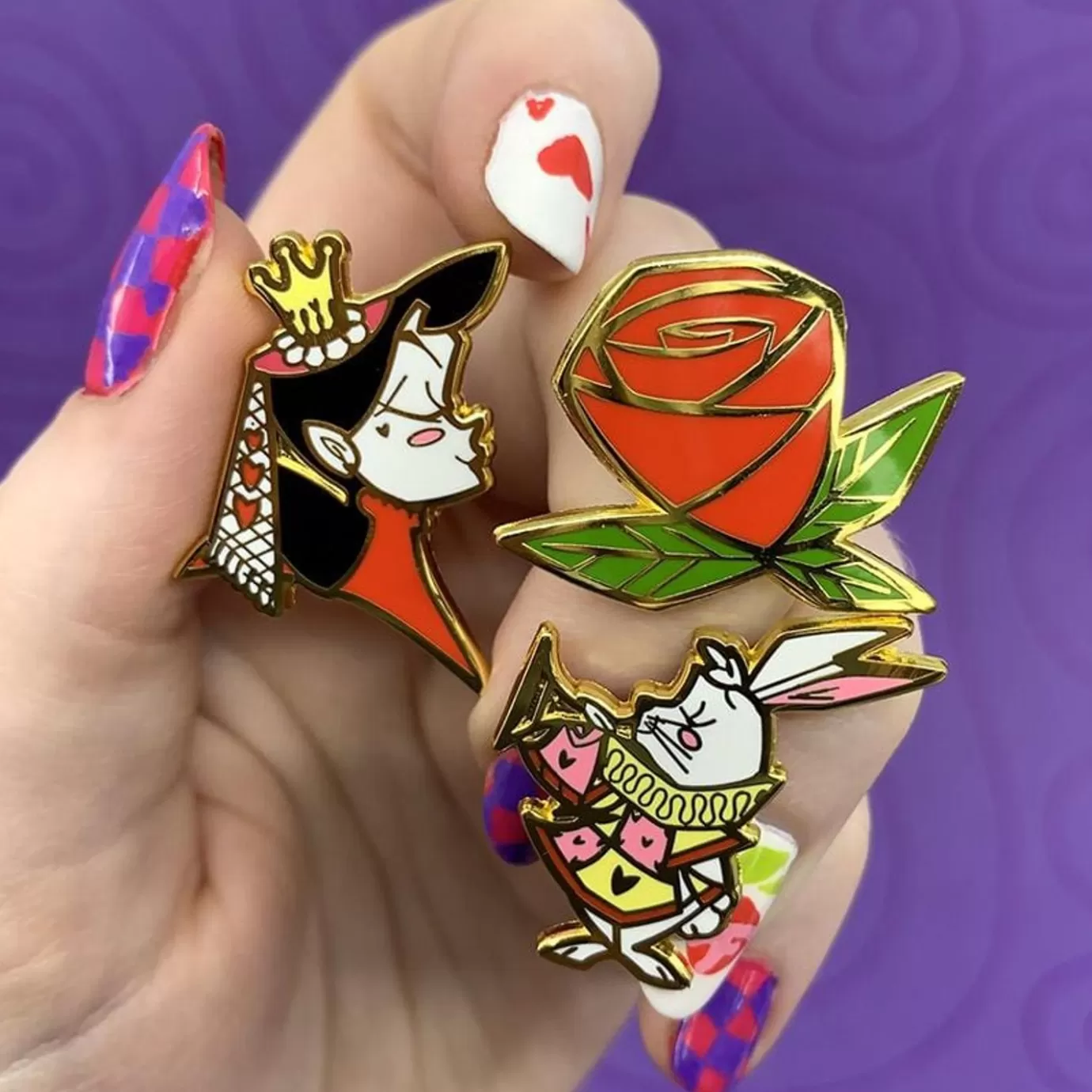 Erstwilder Kitchy Witch Alice'S Wonderland Queen & Roses Pin Pack - 3 Piece* Enamel Pins