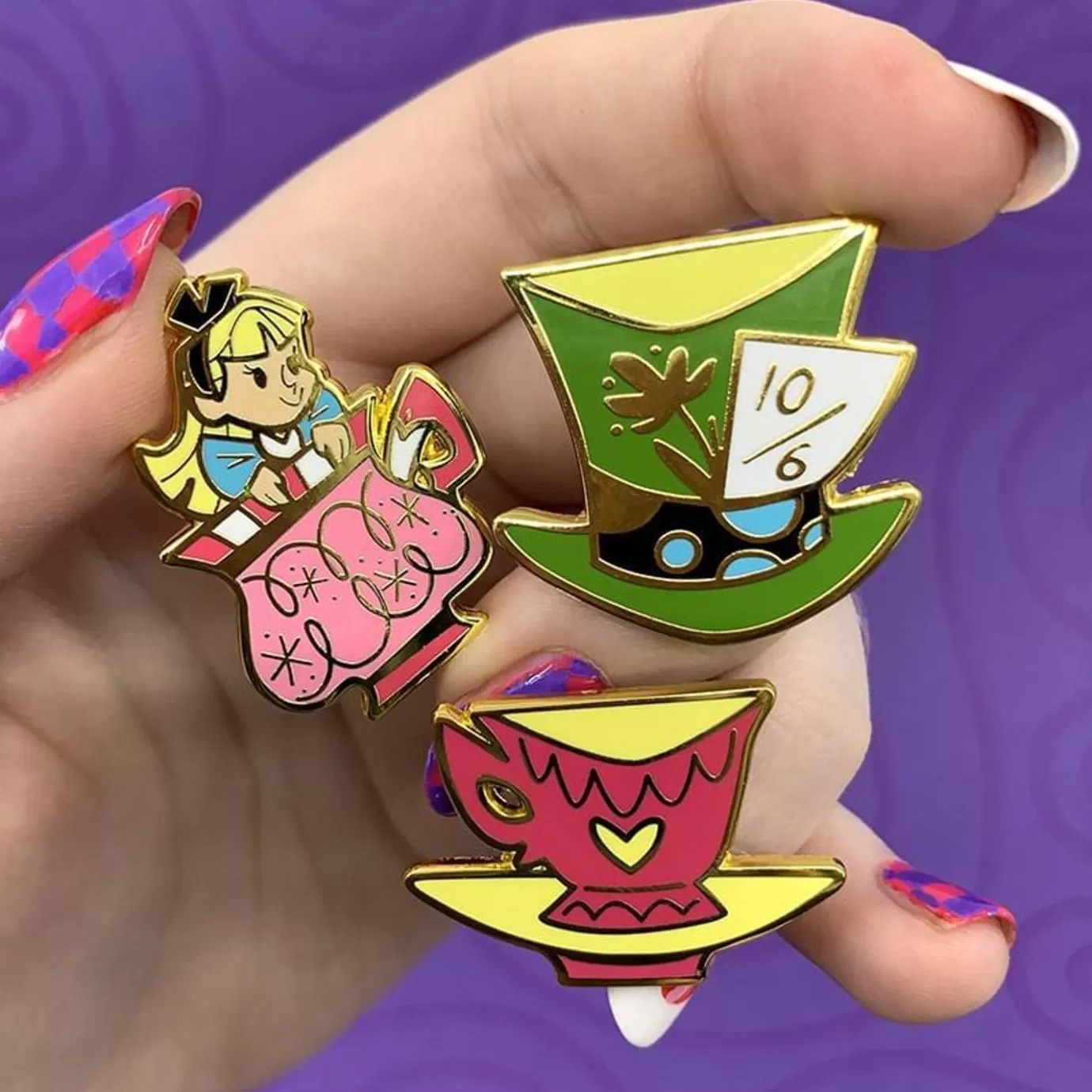 Erstwilder Kitchy Witch Alice'S Wonderland Teaparty Pin Pack - 3 Piece* Enamel Pins