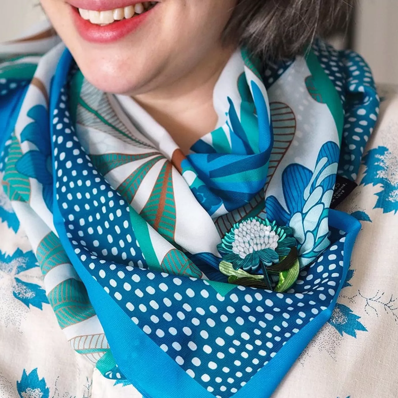 Erstwilder Kyrie Kingfisher Square Scarf* Scarves
