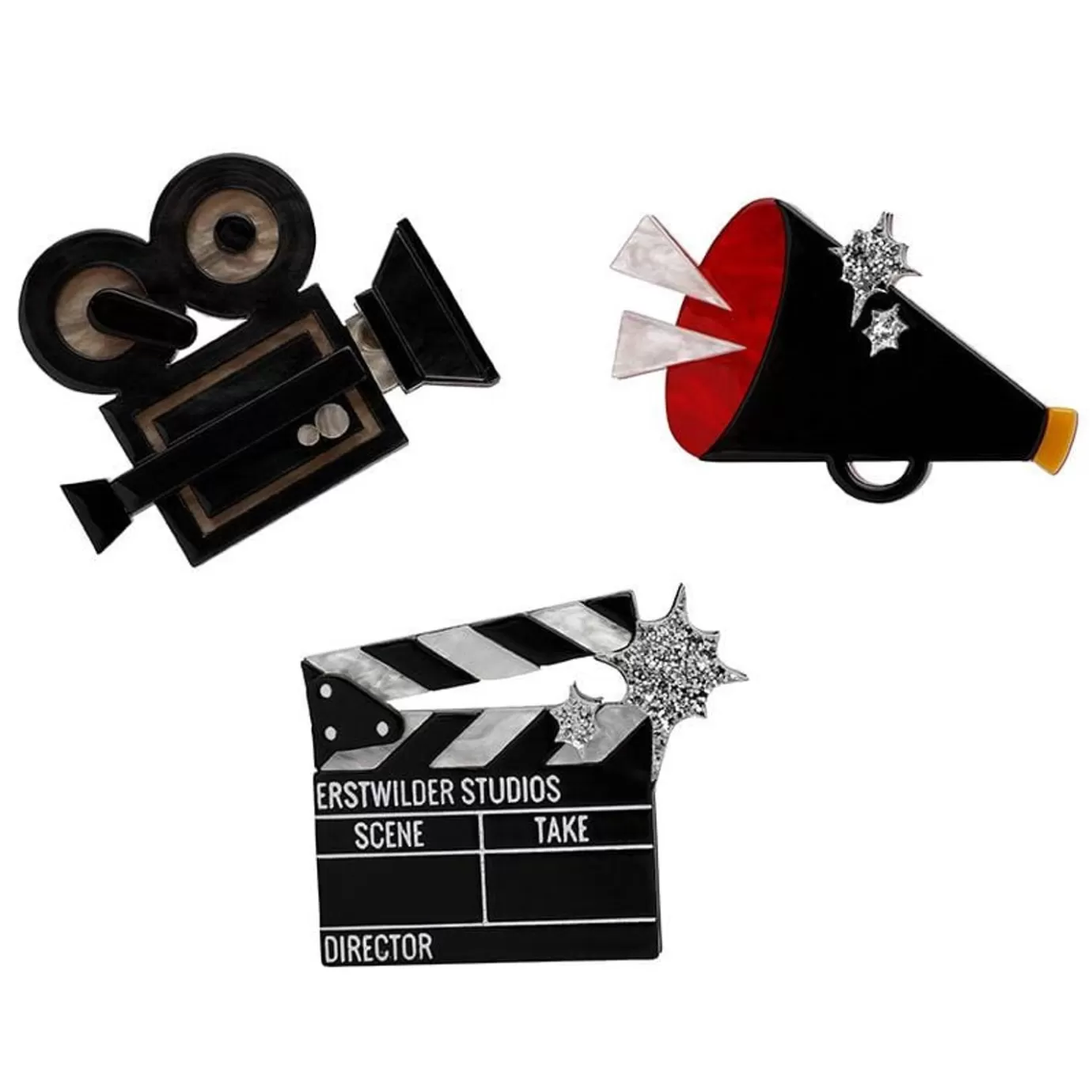 Erstwilder Lights, Camera, Action Brooch Set* Brooches