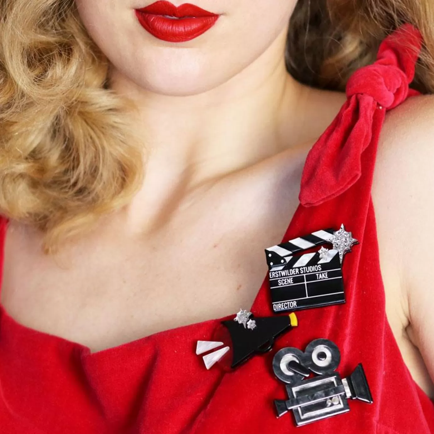 Erstwilder Lights, Camera, Action Brooch Set* Brooches