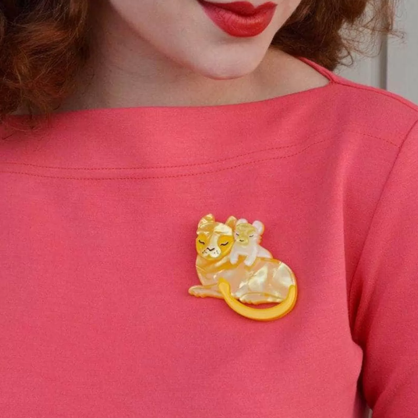 Erstwilder Mother Cub Love Lion Brooch* Brooches
