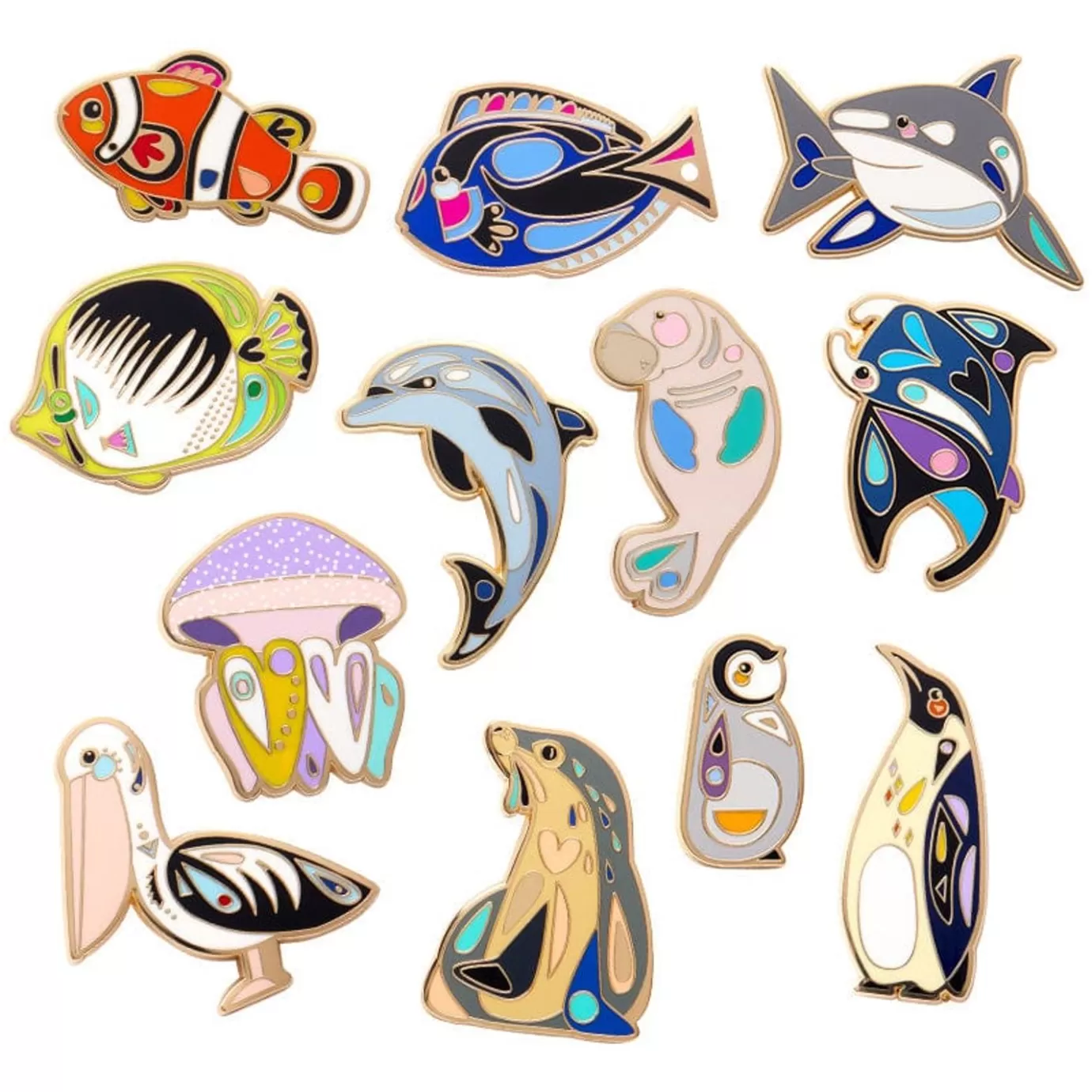 Erstwilder Pete Cromer Sea Life Enamel Pin Pack - 12 Piece* Enamel Pins