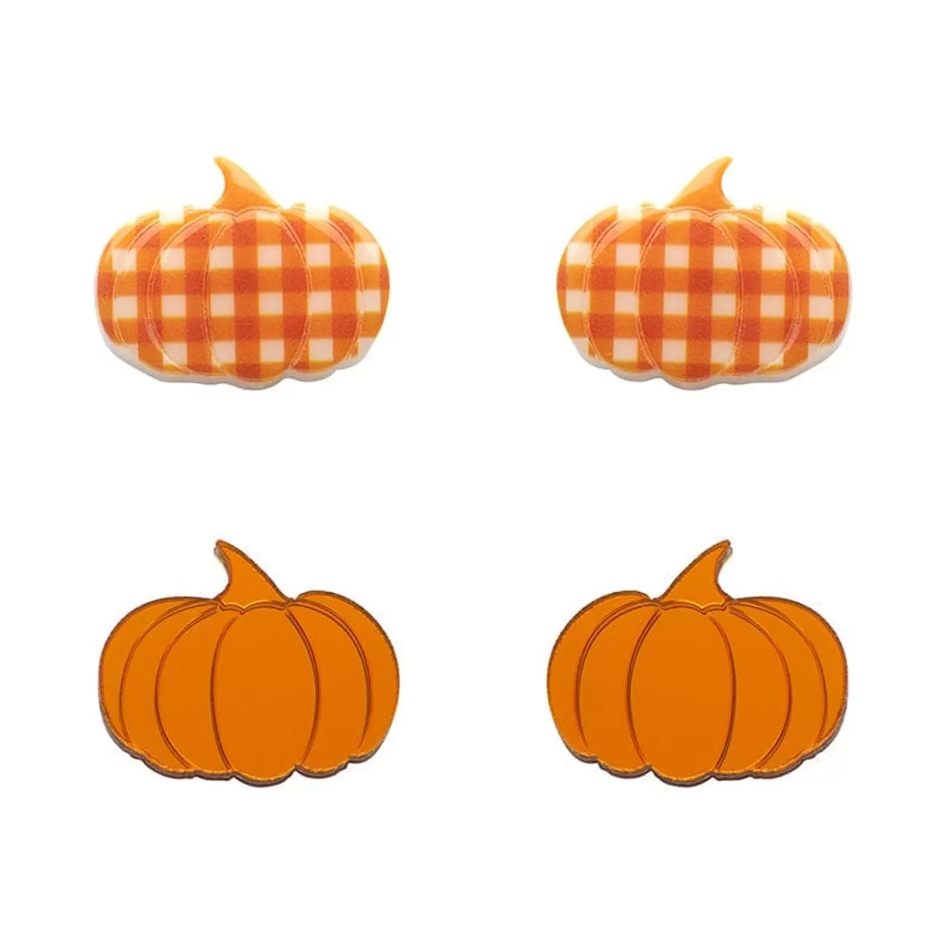 Erstwilder Pumpkin Patch Stud Earrings Set - Orange & Orange Gingham* Essential Earrings