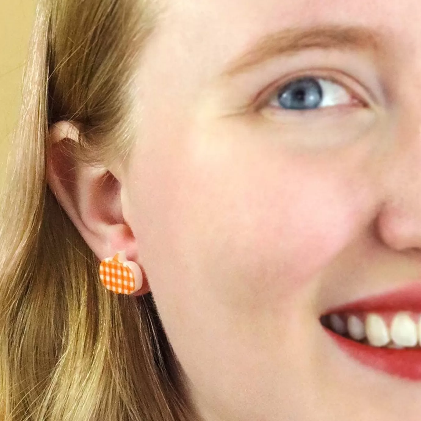 Erstwilder Pumpkin Patch Stud Earrings Set - Orange & Orange Gingham* Essential Earrings
