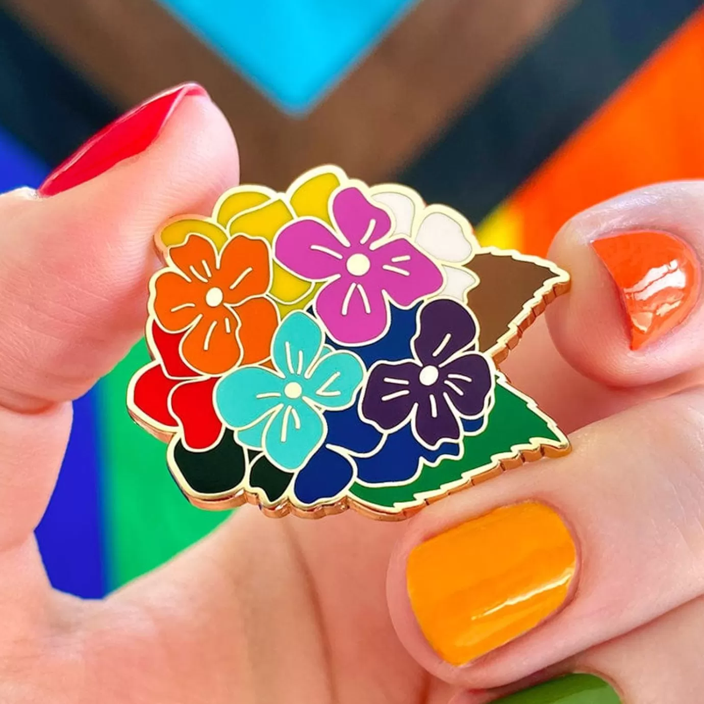 Erstwilder Rainbow Heartfelt Hydrangea Enamel Pin* Enamel Pins