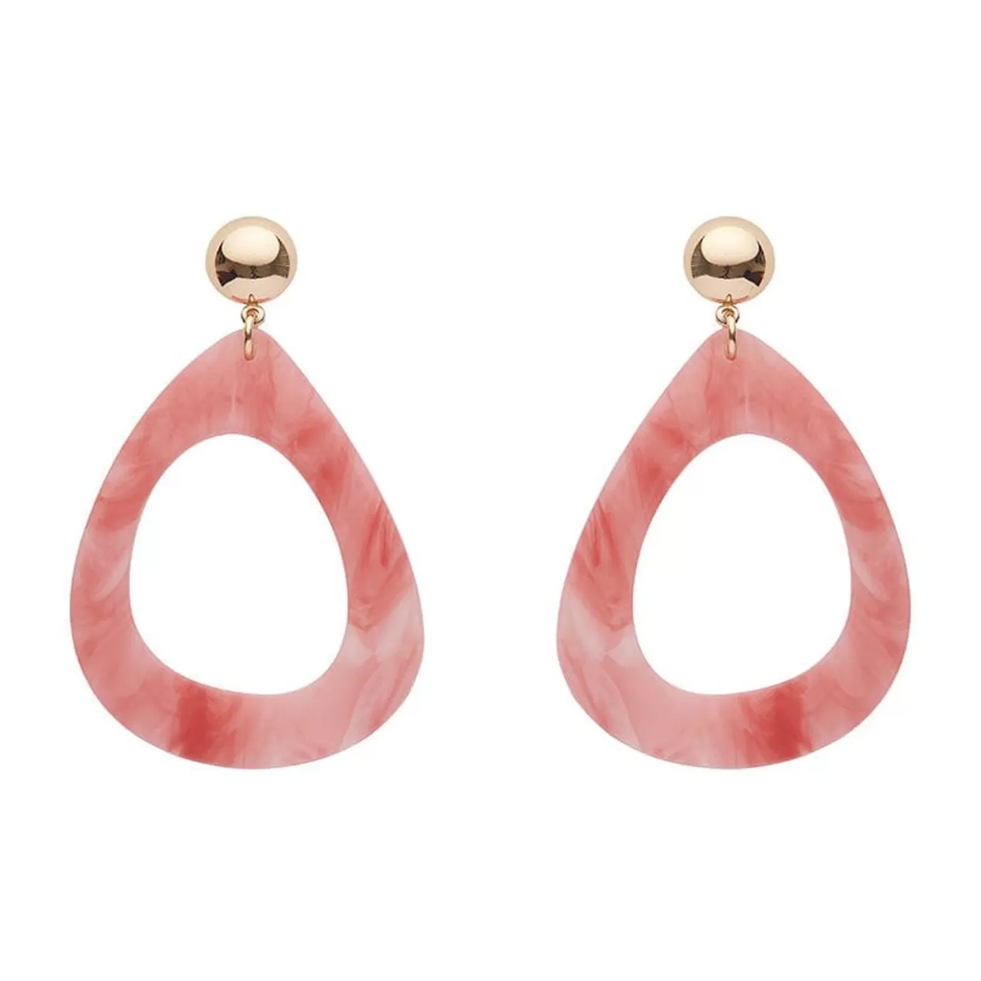 Erstwilder Statement Marble Resin Tear Drop Earrings - Coral* Essential Earrings