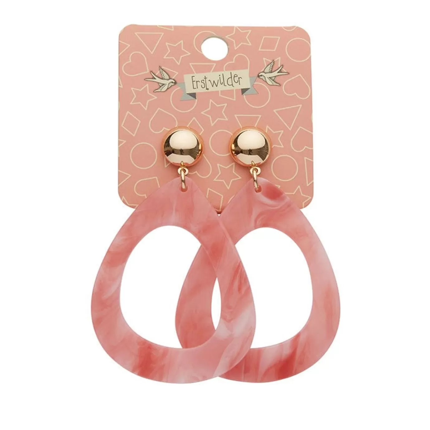 Erstwilder Statement Marble Resin Tear Drop Earrings - Coral* Essential Earrings